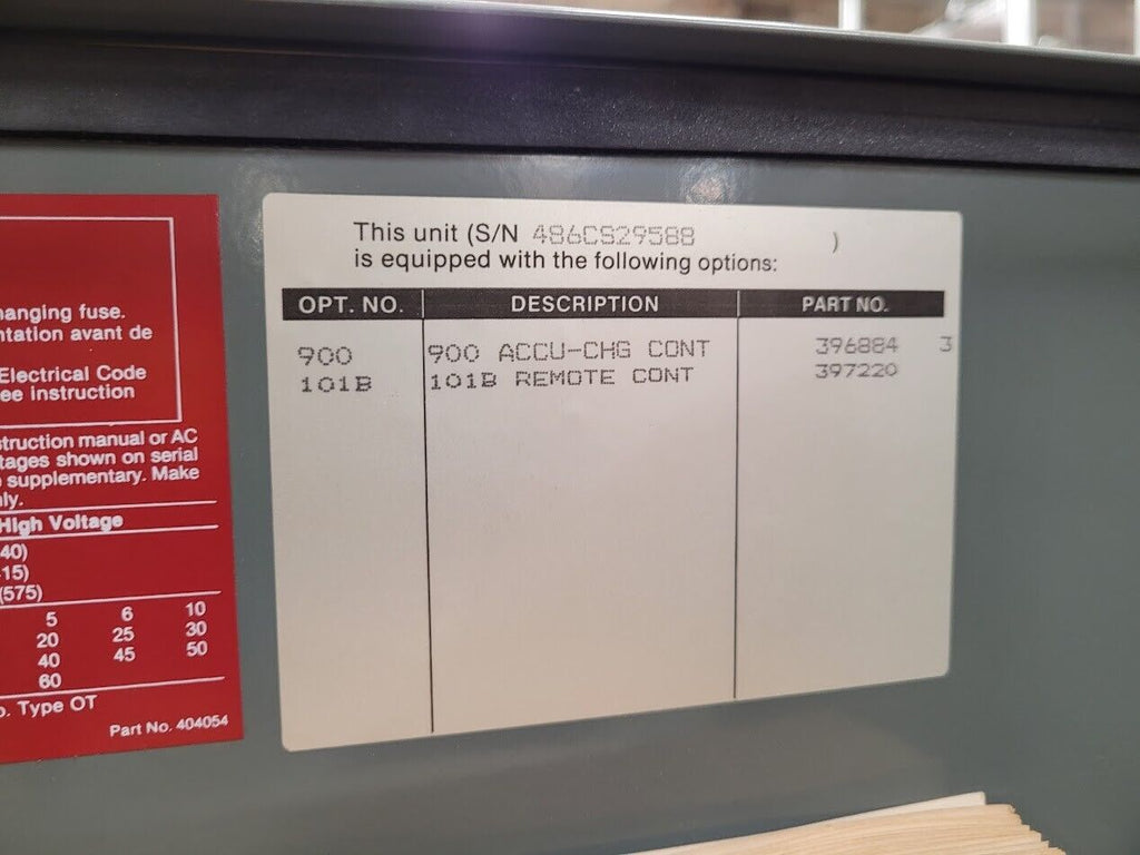 Hobart Forklift Battery Charger 725C3-12 24VDC 12 CELLS 1 Circuit 60Hz 3PH 750AH