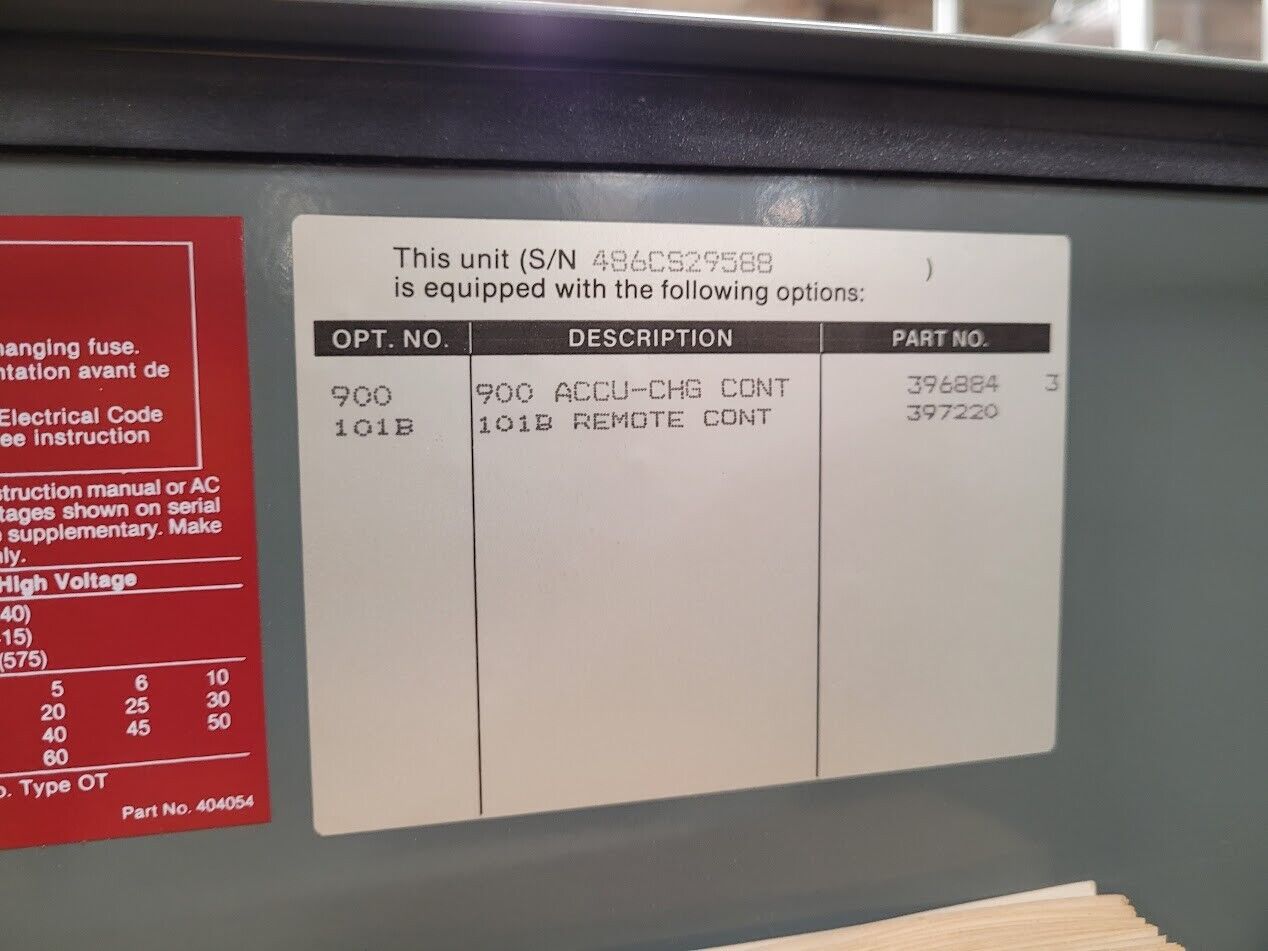Hobart Forklift Battery Charger 725C3-12 24VDC 12 CELLS 1 Circuit 60Hz 3PH 750AH