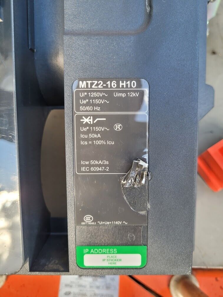 Schneider Circuit Breaker Masterpact MTZ2-16 H10 Micrologic 6.0 X Parts/Repair