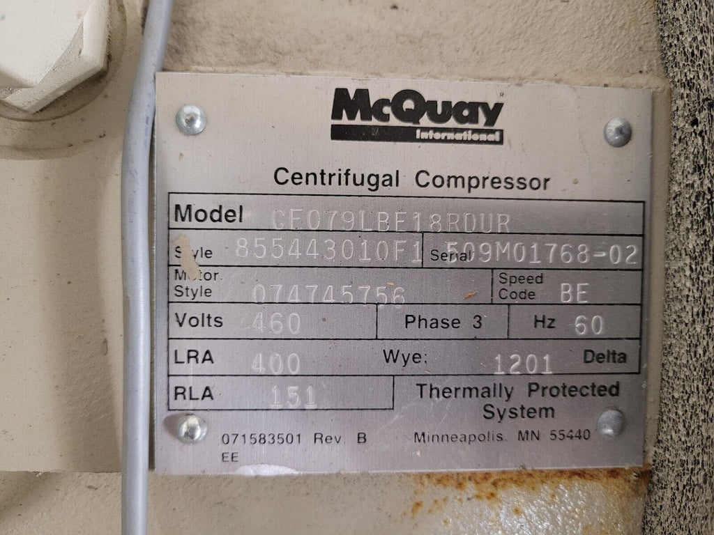 McQuay Centrifugal Hermetic Chiller Compressor 180 HP CE-079 CE079LBE18RDUR