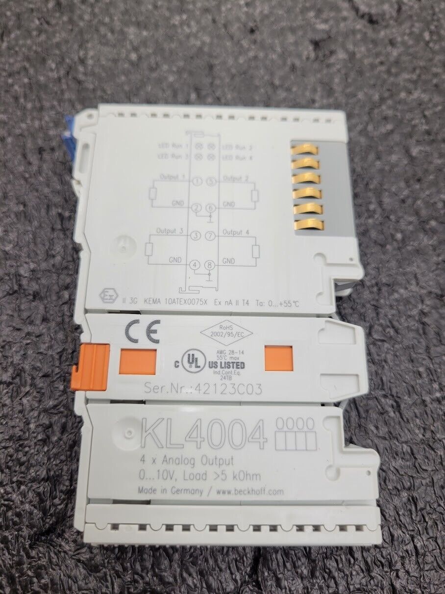 Beckhoff KL4004 4x Analog Output Module 0...10V  5 kOhm DIN Rail