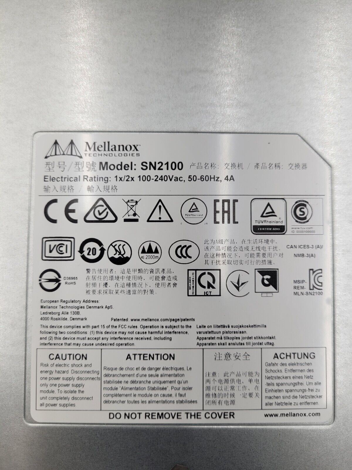 Mellanox SN2100 MSN2100-CB2F 16x 100G QSFP28 Ports Open Ethernet Switch