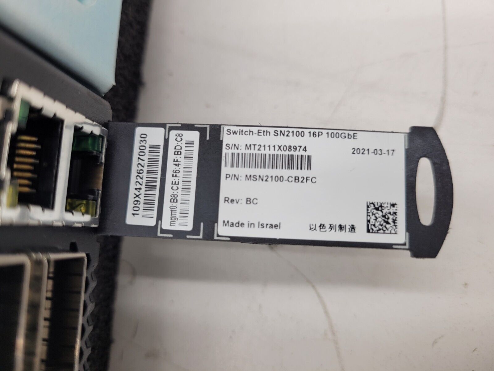 Mellanox SN2100 MSN2100-CB2F 16x 100G QSFP28 Ports Open Ethernet Switch