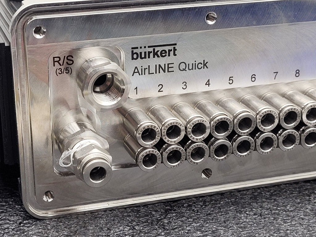 24x Valve Burkert AirLINE 8644 6524C 24VDC Pneumatic Solenoid Controlled Block