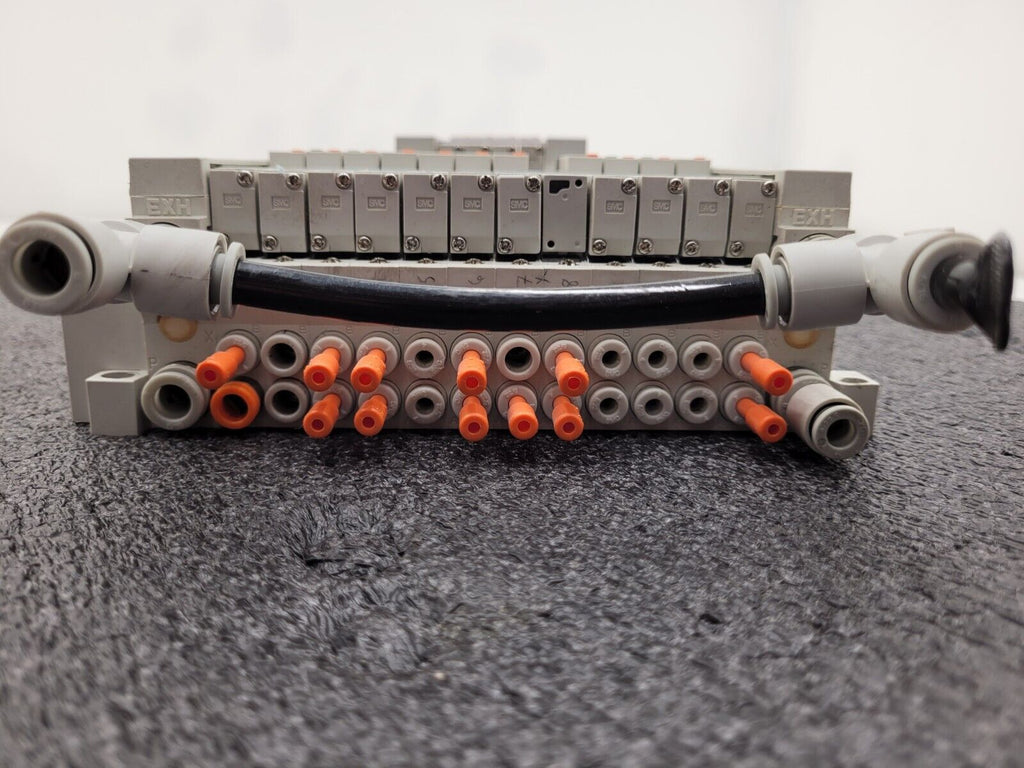 2x SMC Pneumatic Valve Block Solenoid Manifold 24VDC 16 Valves Total Lot F