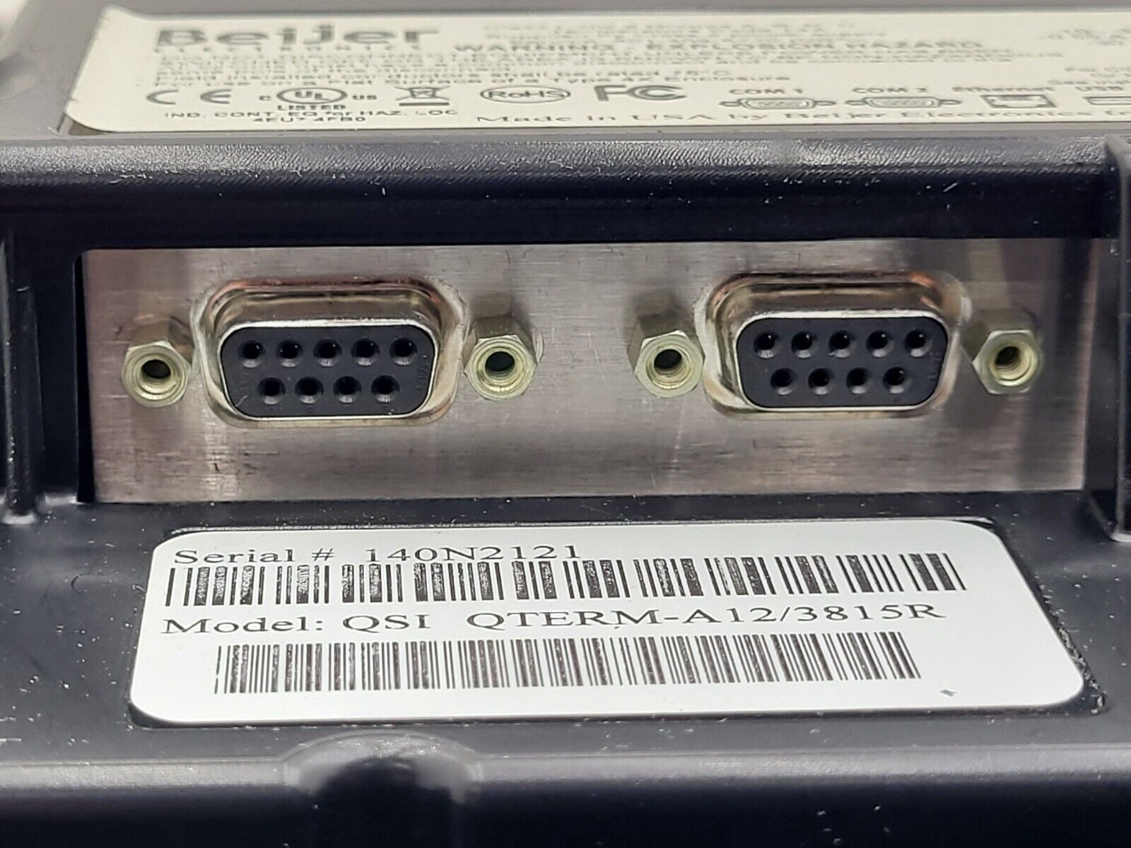 Beijer Electronics QSI QTERM-A12/3815R LCD Graphic Touchscreen HMI 12" Power On