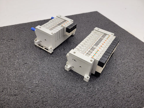 2x SMC Pneumatic Valve Block Solenoid Manifold 24VDC 20 Valves Total Lot G