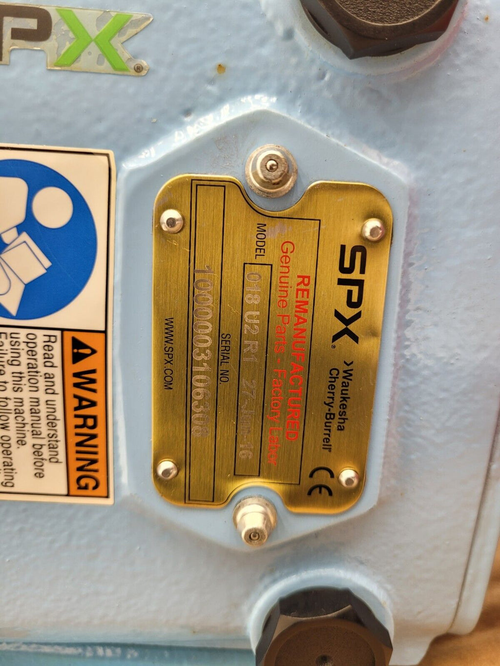 Waukesha Cherry-Burrell SPX 018 U2 R1 Stainless Steel Positive Displacement Pump