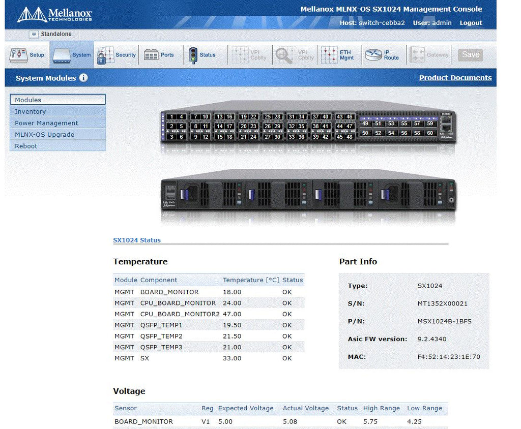 Mellanox SX1024 48Port 10G SFP+ 12x40G QSFP Switch Tested Working 1 Noisy Fan