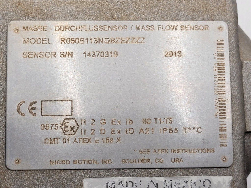 Micro Motion Mass Flow Coriolis Meter Sensor RO50S113NQBZEZZZZ Transmitter 1/2"