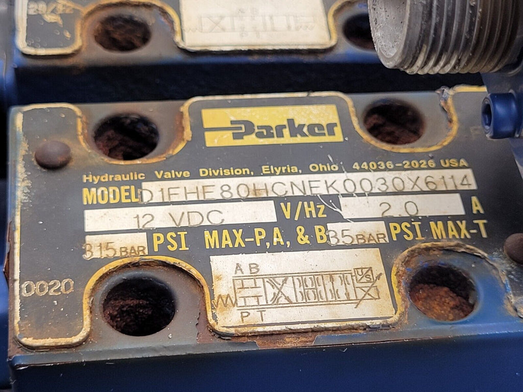 PARKER Hydraulic Proportional ISO Valve D1FHE80HCNEK0030X6114 12VDC + Override F
