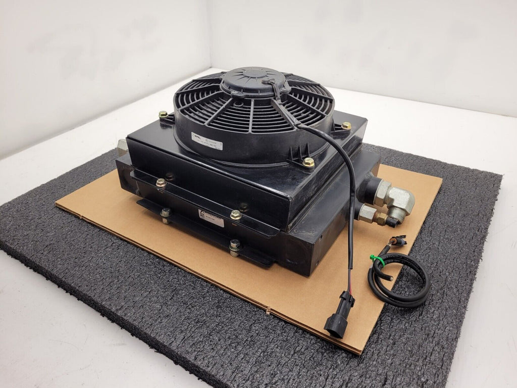 American Cooling Systems Hydraulic Oil Cooler Radiator 24714AM + 12VDC Fan B