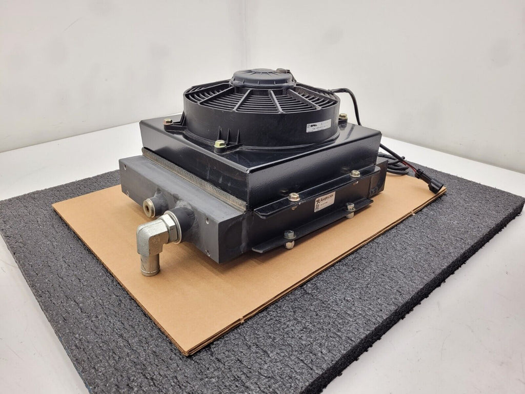 American Cooling Systems Hydraulic Oil Cooler Radiator 24714AM + 12VDC Fan B