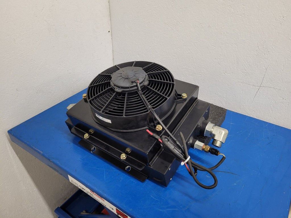 American Cooling Systems Hydraulic Oil Cooler Radiator 24714AM + 12VDC Fan E