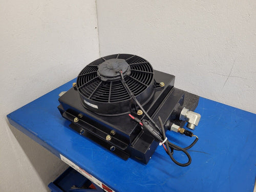 American Cooling Systems Hydraulic Oil Cooler Radiator 24714AM + 12VDC Fan E