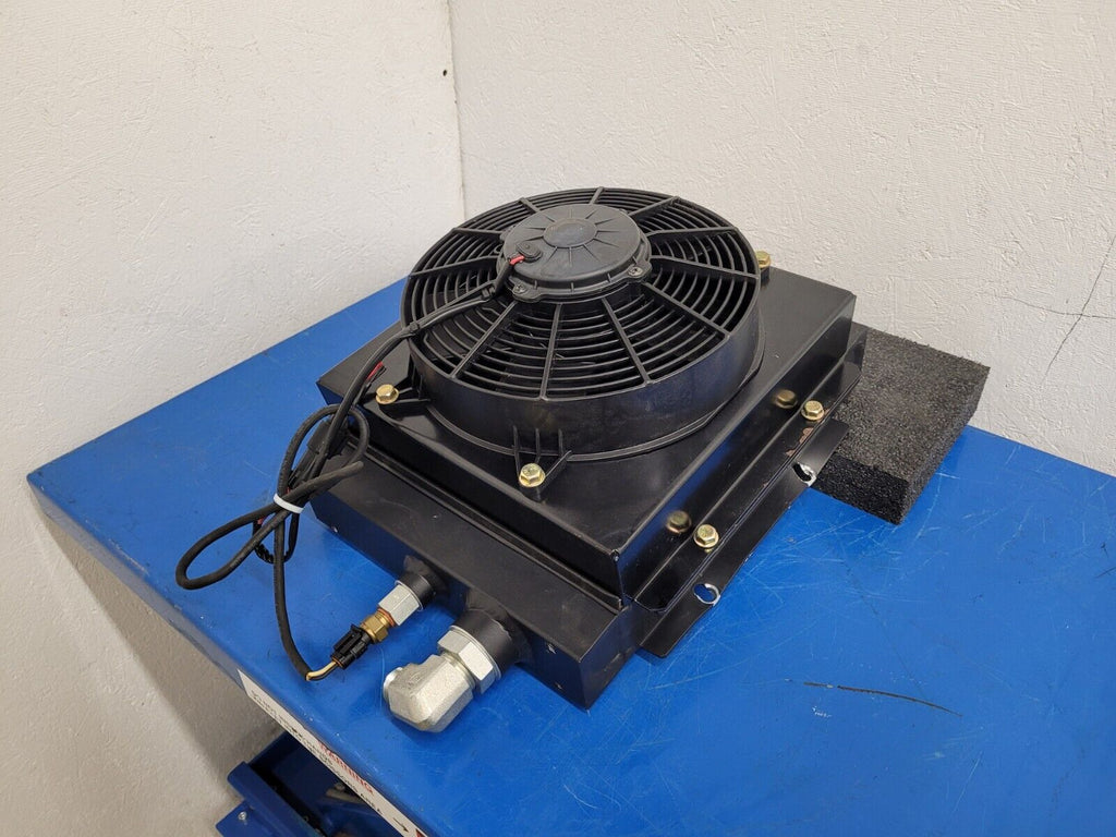 American Cooling Systems Hydraulic Oil Cooler Radiator 24714AM + 12VDC Fan E