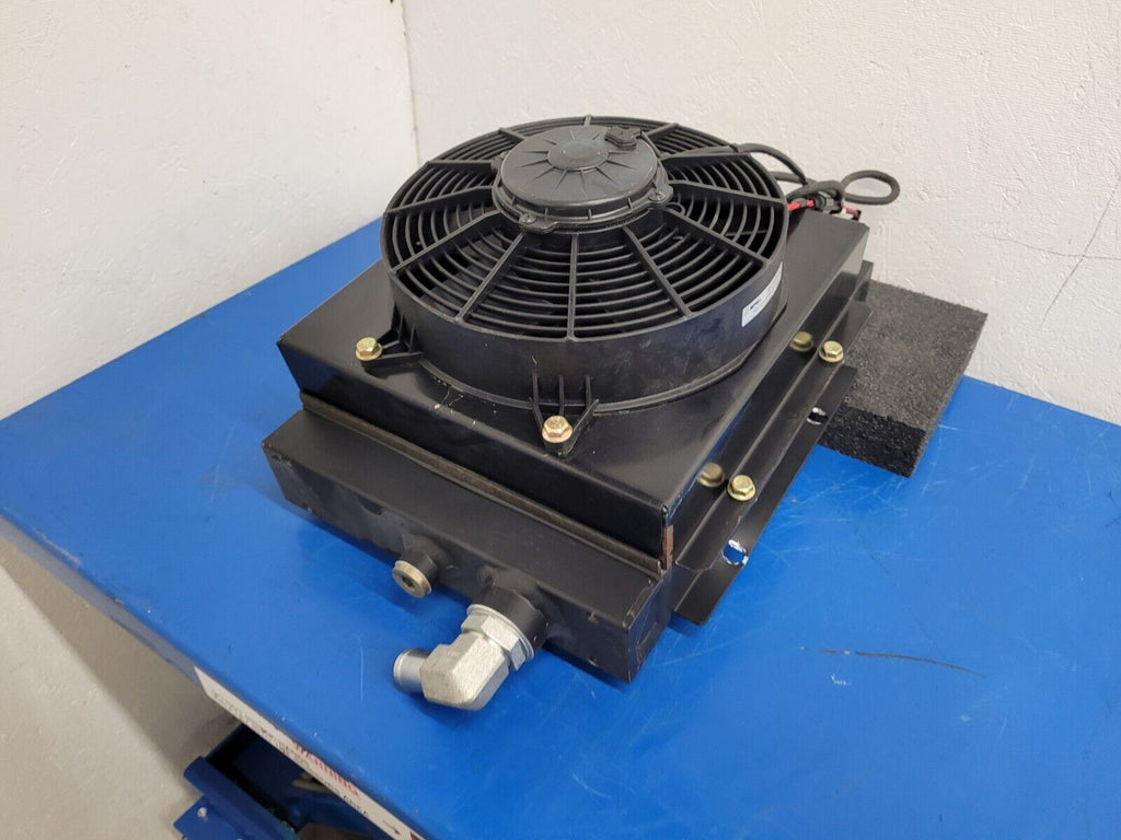 American Cooling Systems Hydraulic Oil Cooler Radiator 24714AM + 12VDC Fan E