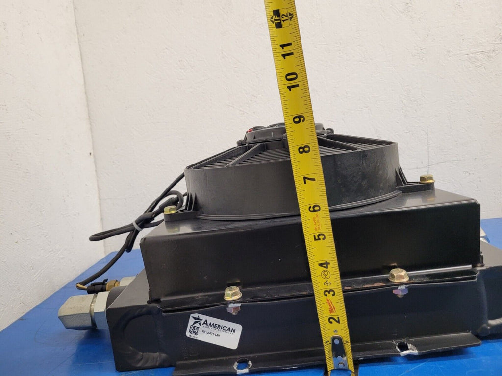 American Cooling Systems Hydraulic Oil Cooler Radiator 24714AM + 12VDC Fan E