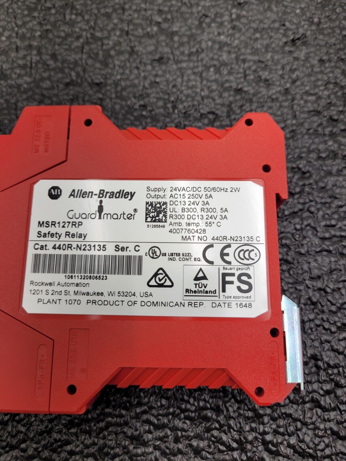Allen-Bradley MSR127RP Guardmaster 440R-N23135 Safety Relay SER C