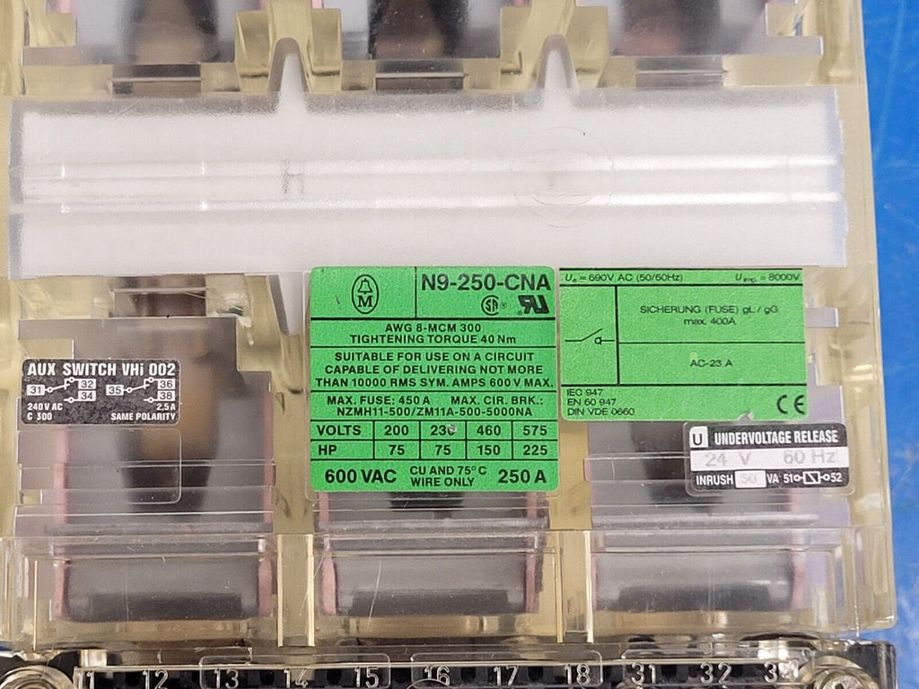 Klockner-Moeller N9-250-CNA 250A 3PH 600V 250A Circuit Breaker Disconnect