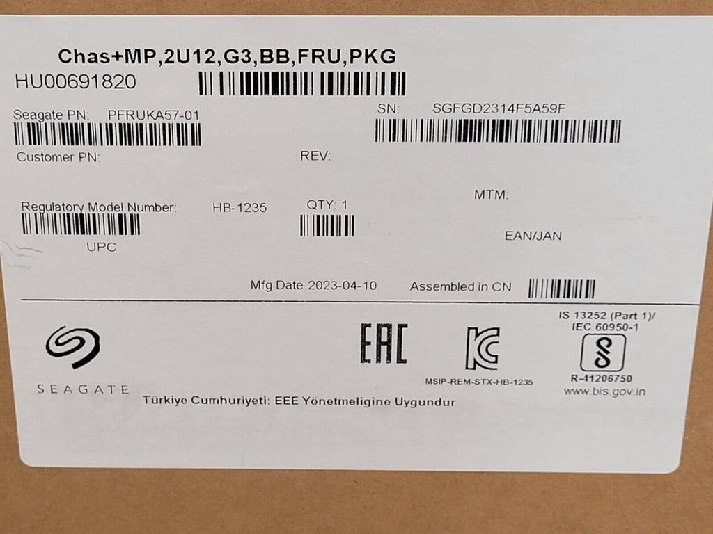 HB-1235 2U OneStor JBOD 12 Bay 3.5" Dual SAS 12Gbps Storage Array NIB Unit B