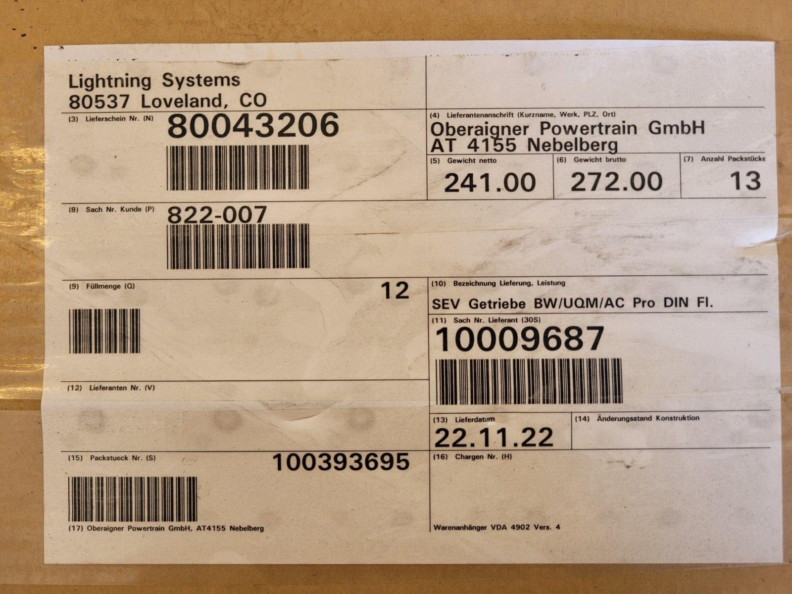 NEW Oberaigner SEV Planetary Electrification Gearbox EV Conversion 250kW 600Nm