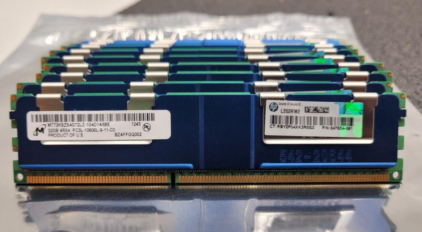 647654-081 GENUINE HP 32GB 4RX4 PC3L-10600L MEMORY FOR G8 647903-B21 Micron ECC