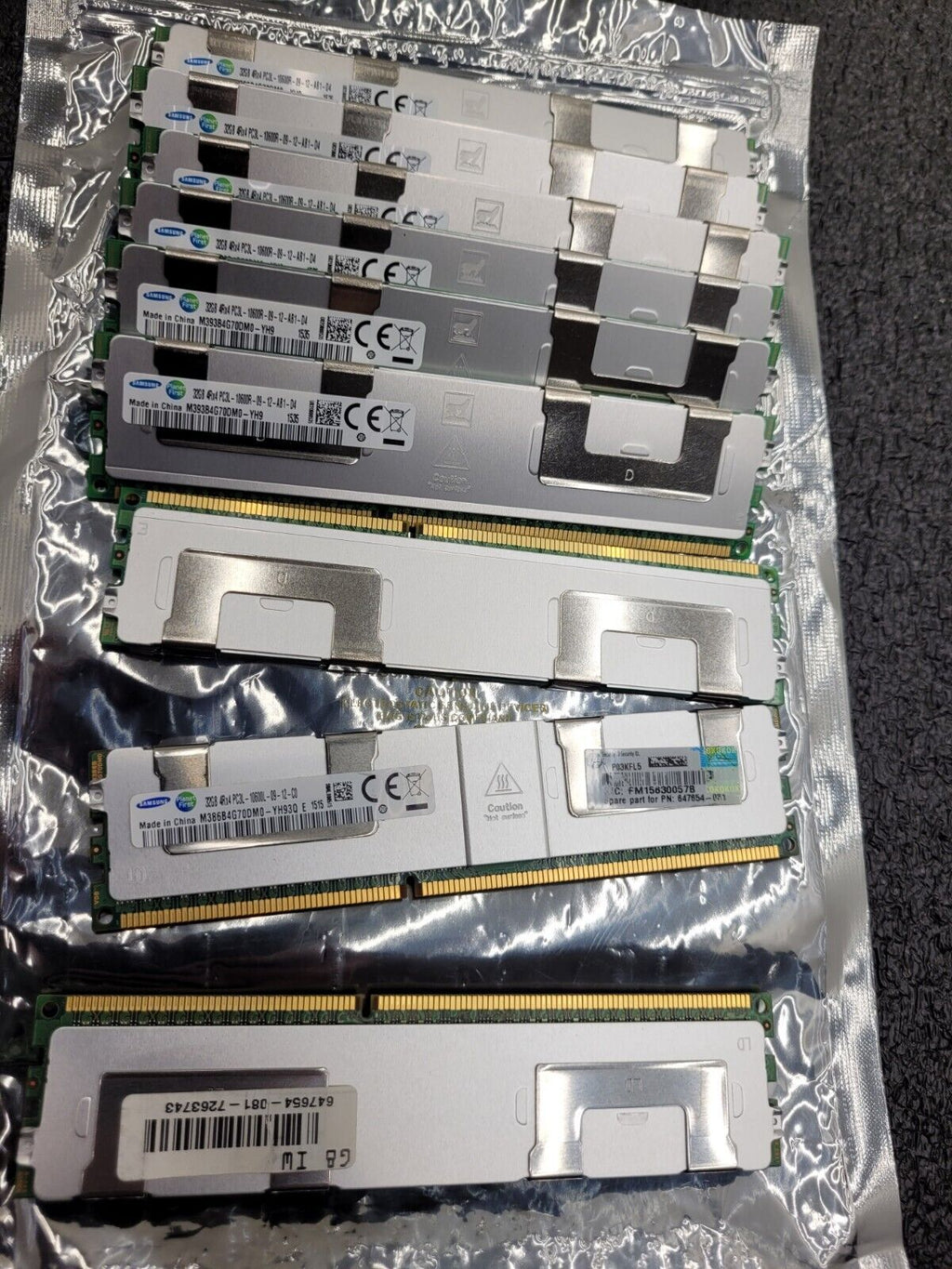 Lot of 9x 32GB Sticks Samsung 4RX4 PC3L-10600R 10600L MEMORY 288GB 647654-081