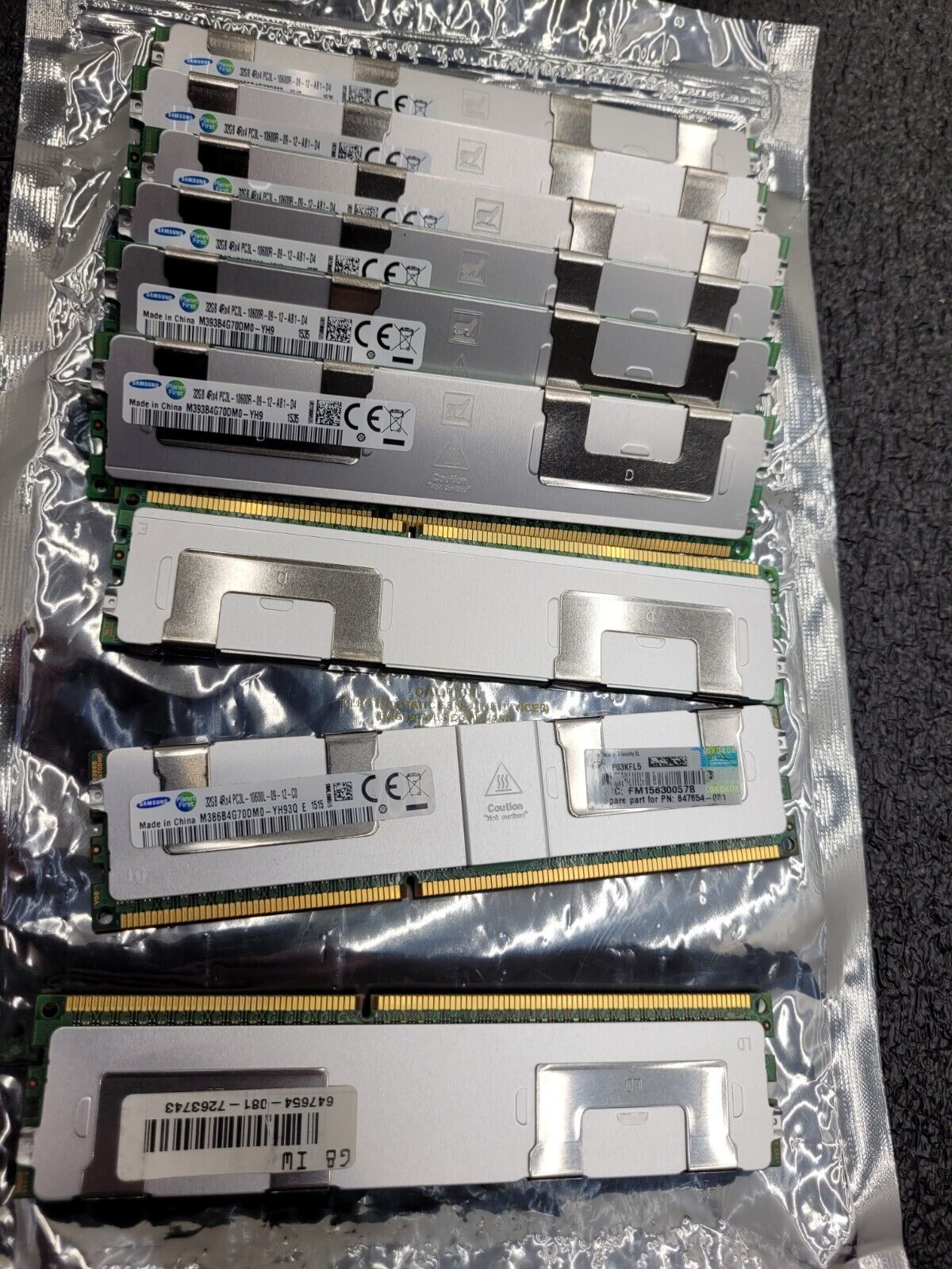 Lot of 9x 32GB Sticks Samsung 4RX4 PC3L-10600R 10600L MEMORY 288GB 647654-081