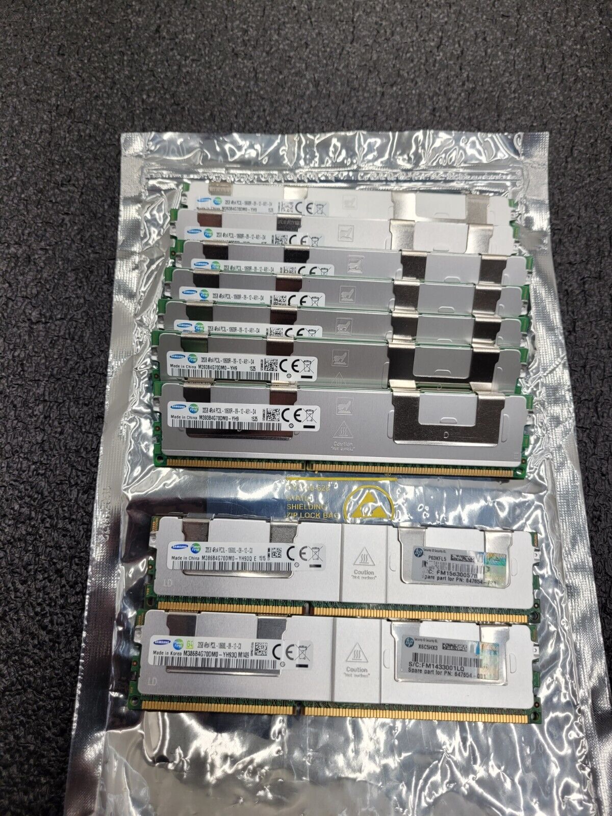 Lot of 9x 32GB Sticks Samsung 4RX4 PC3L-10600R 10600L MEMORY 288GB 647654-081