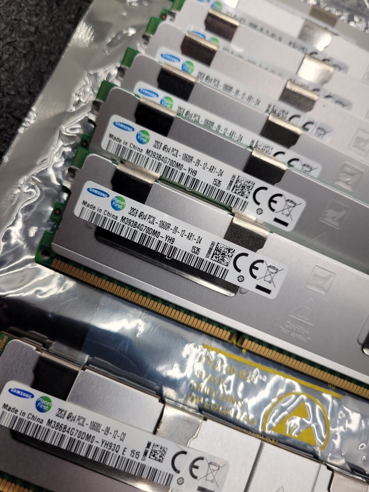 Lot of 9x 32GB Sticks Samsung 4RX4 PC3L-10600R 10600L MEMORY 288GB 647654-081