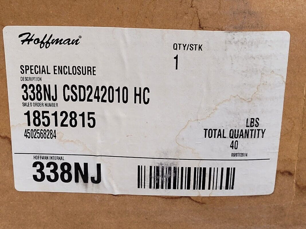 Hoffman 338NJ CSD2420 HC Hinged Lid Weathertight Mild Steel Enclosure 24x20x10"