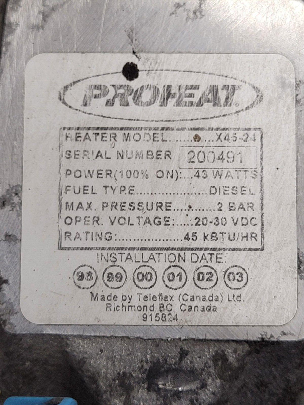 Proheat X-45 Diesel Truck Heater 45KBTU/HR 24VDC