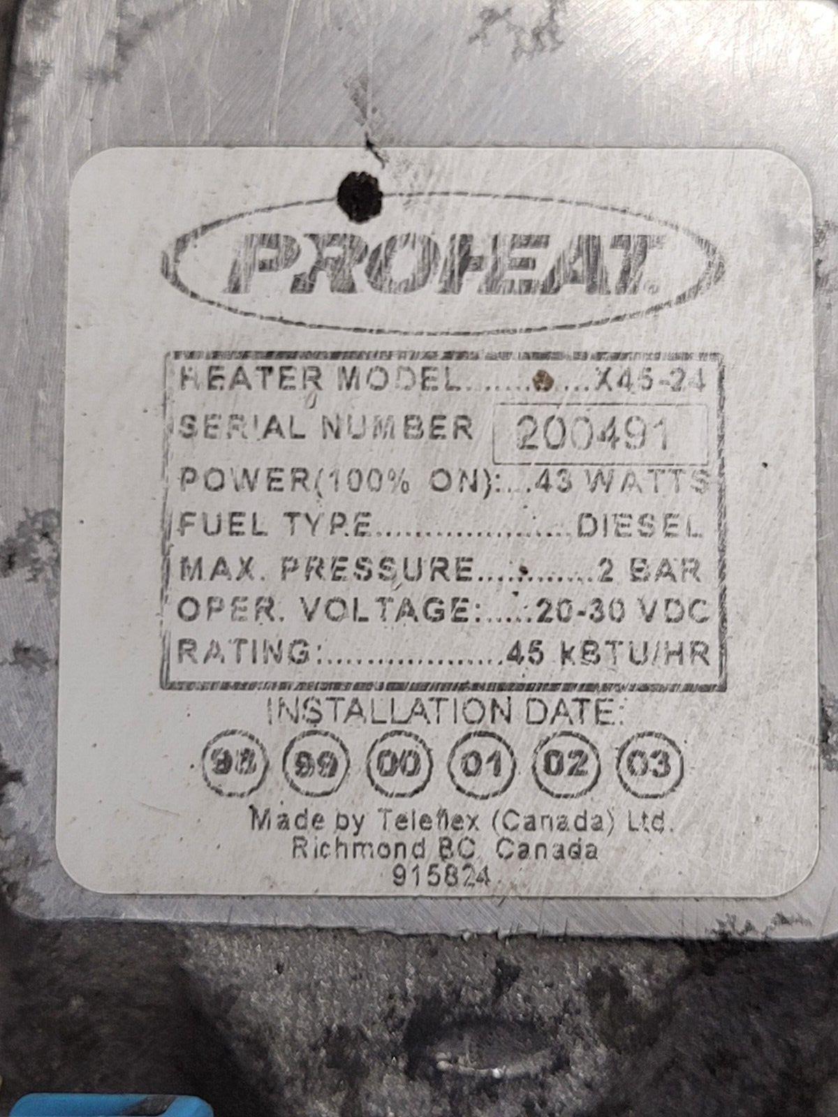 Proheat X-45 Diesel Truck Heater 45KBTU/HR 24VDC