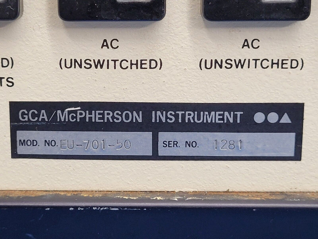 GCA McPherson Instrument Tungsten Deutrium Light Source EU-701-50 w/ Filters