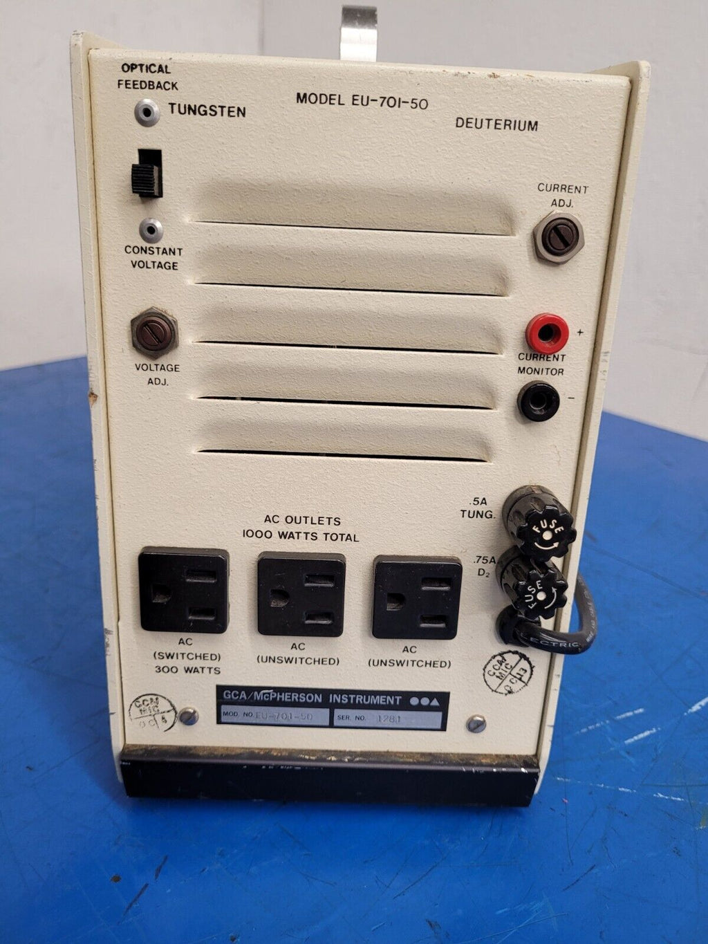 GCA McPherson Instrument Tungsten Deutrium Light Source EU-701-50 w/ Filters