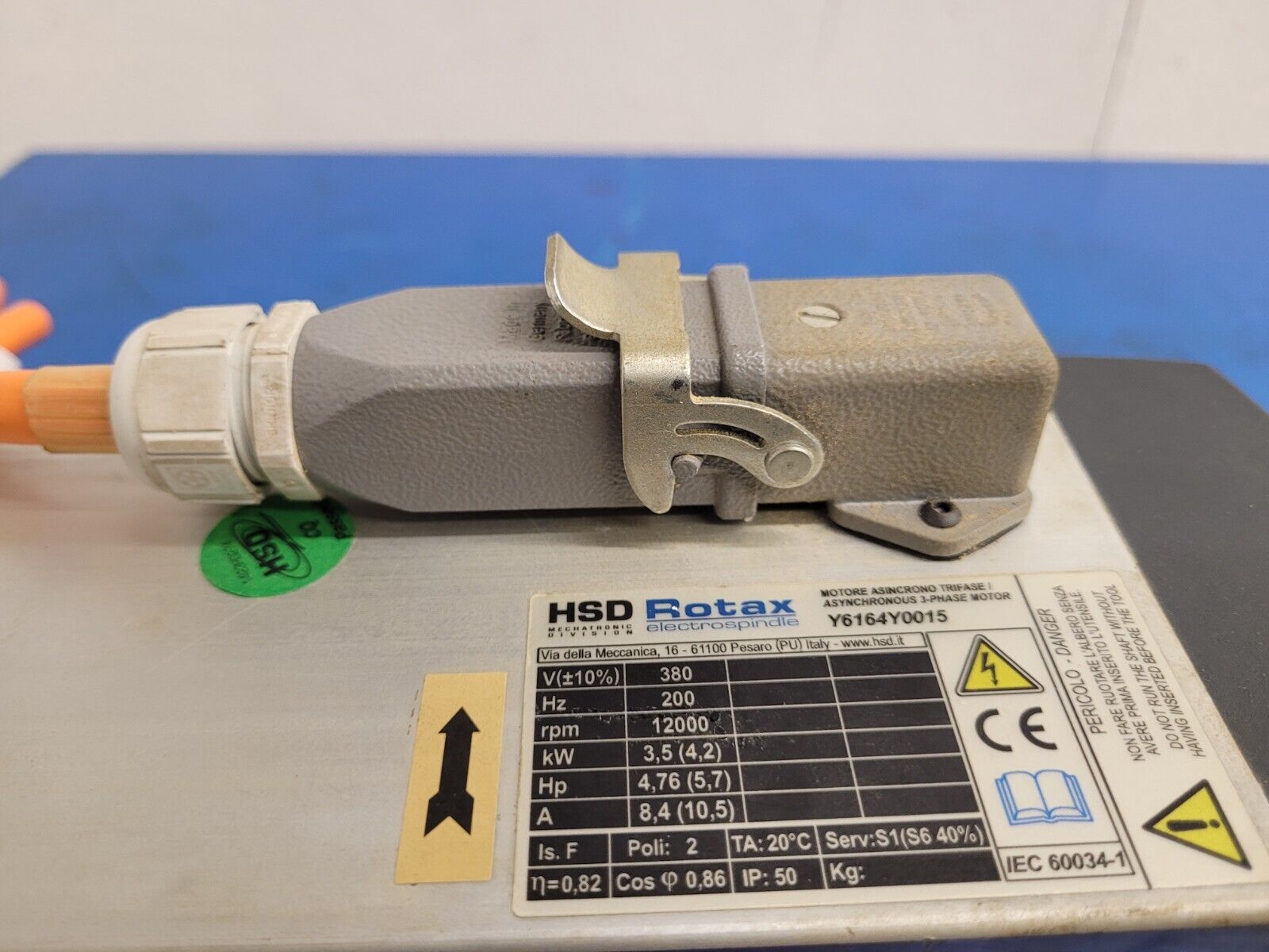 HSD Rotax Spindle Motor Y6164Y0015 12000 rpm Polymac Akron 440 Spins Smooth