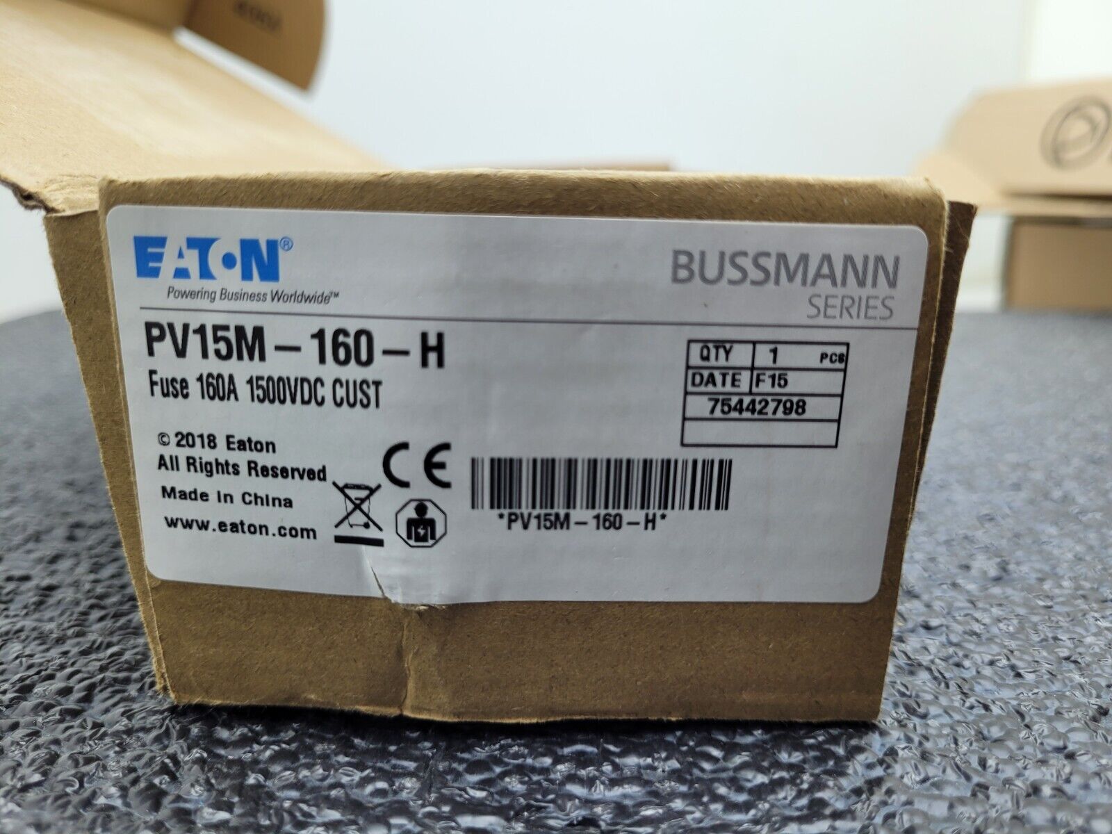 Eaton Bussman PV15M-160-H Fuse 160A 1500VDC Bolt On PV-1XL Type NH Photovoltaic