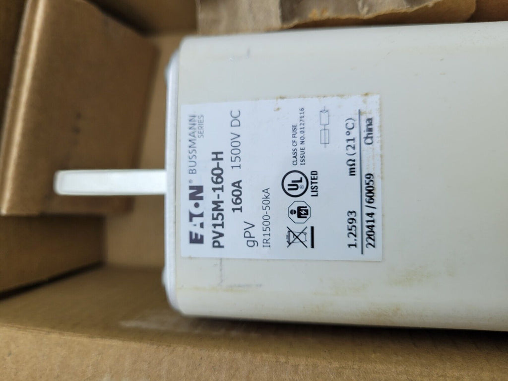 Eaton Bussman PV15M-160-H Fuse 160A 1500VDC Bolt On PV-1XL Type NH Photovoltaic