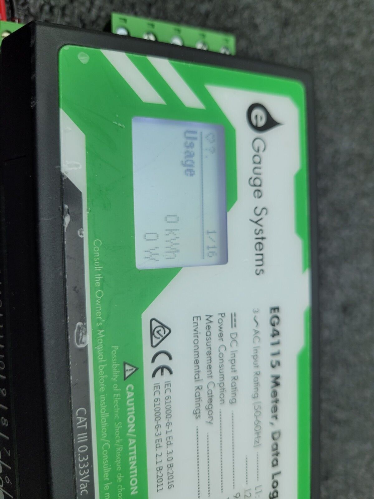 E Gauge Onset EG4115 Energy Meter Web Server Data Logger 6x Current Transfomers