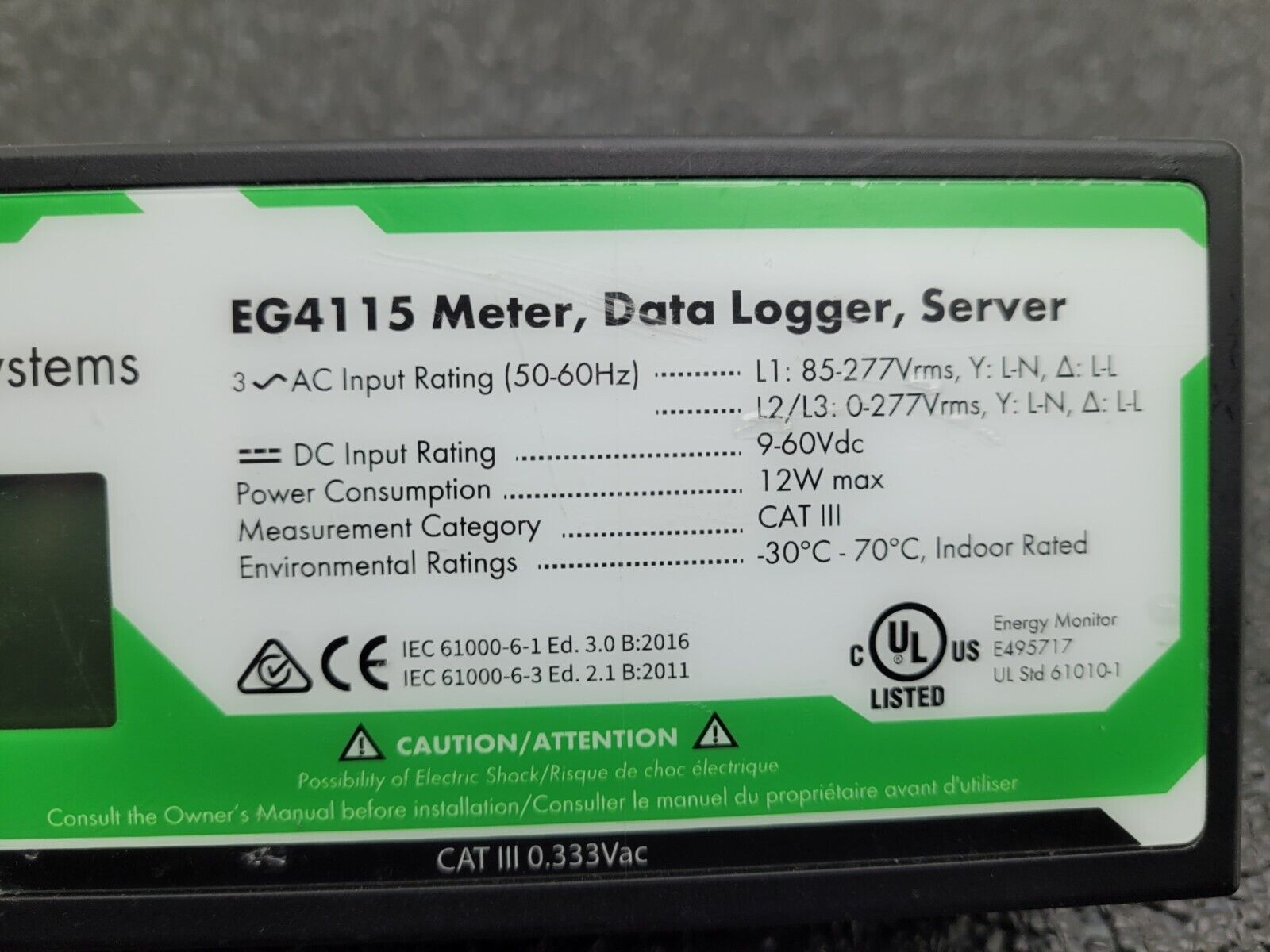 E Gauge Onset EG4115 Energy Meter Web Server Data Logger 6x Current Transfomers