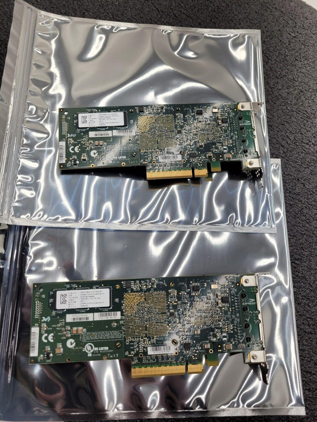 Lot of 2x Chelsio T520-CR 10Gb 2-Port SFP+ PCIe Low Profile PCI Bracket