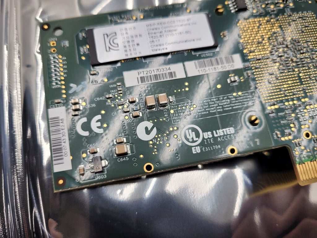 Lot of 2x Chelsio T520-CR 10Gb 2-Port SFP+ PCIe Low Profile PCI Bracket