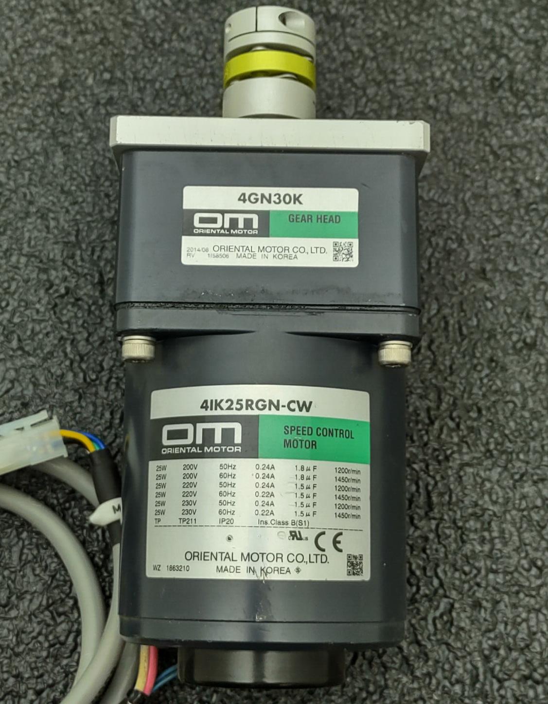 Oriental Motor 4IK25RGN-CW Speed Control Motor 4GN30K GEAR HEAD 200-240VAC 25W
