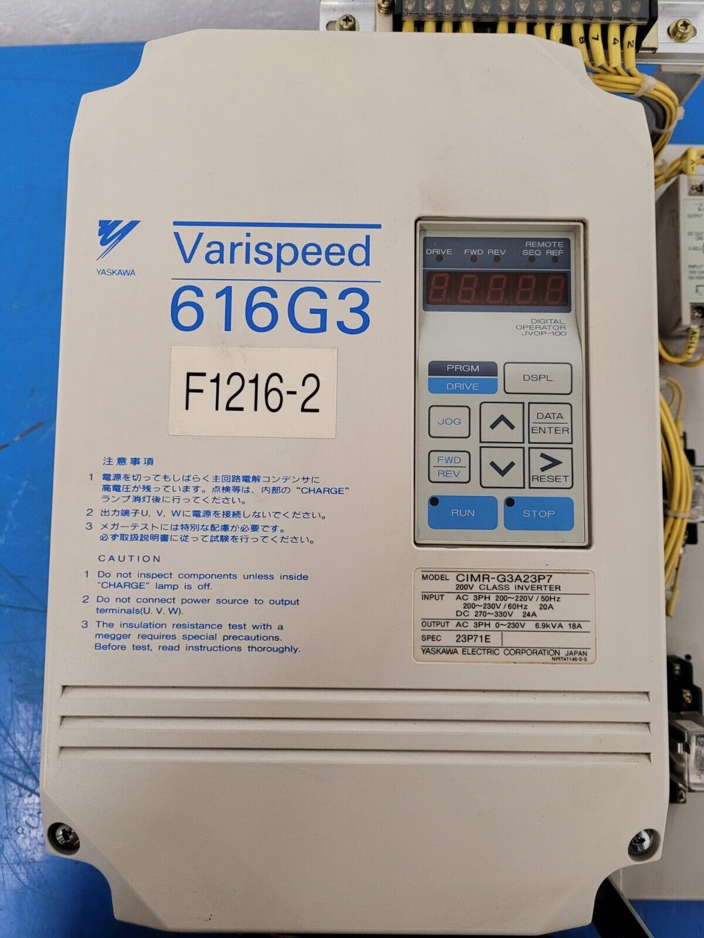 Yaskawa Varispeed 616G3 Inverter Motor Drive CIMR-G3A23P7 3PH 220VAC Input