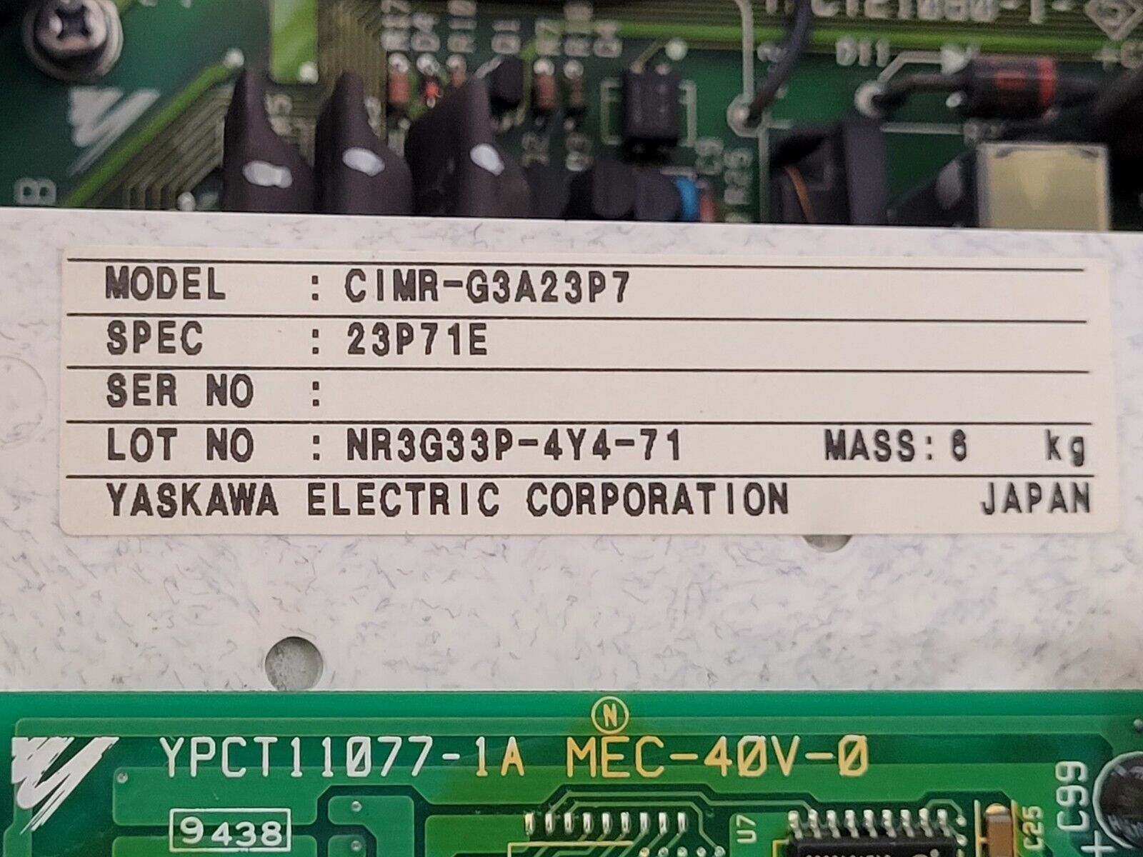 Yaskawa Varispeed 616G3 Inverter Motor Drive CIMR-G3A23P7 3PH 220VAC Input