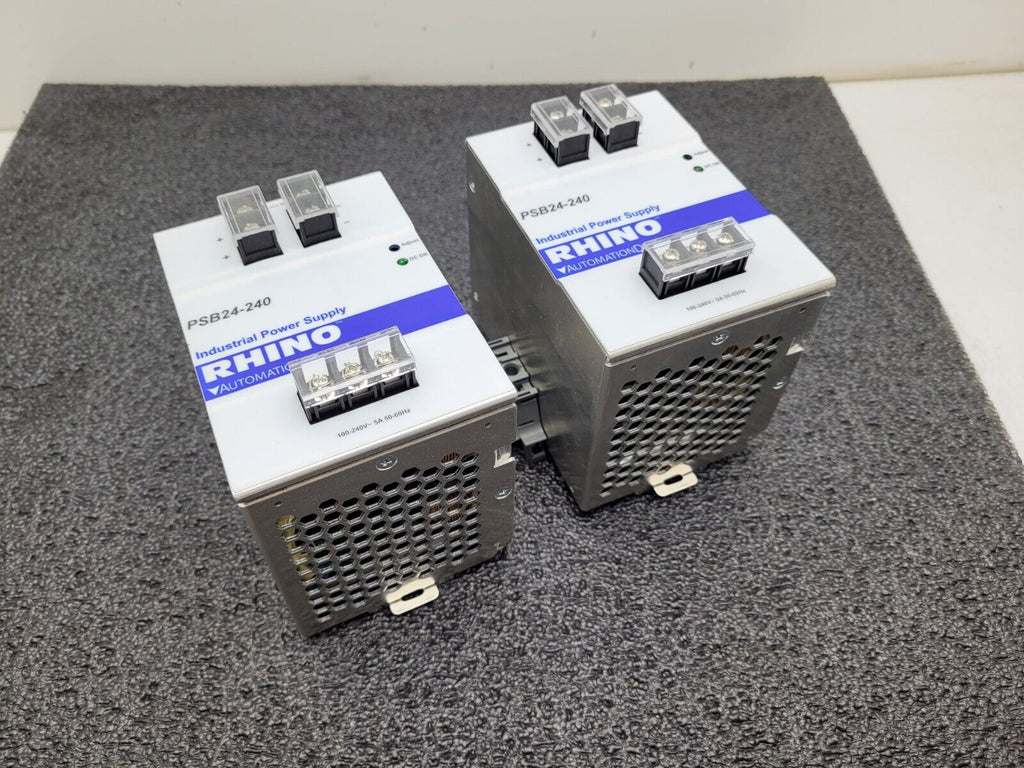 Lot of 2x Automation Direct Rhino PSB24-240 24VDC 240W 10A DIN Rail Power Supply