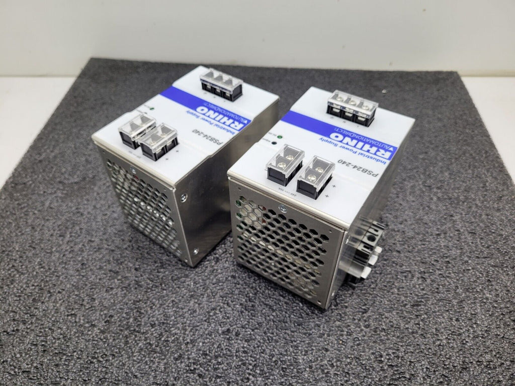 Lot of 2x Automation Direct Rhino PSB24-240 24VDC 240W 10A DIN Rail Power Supply