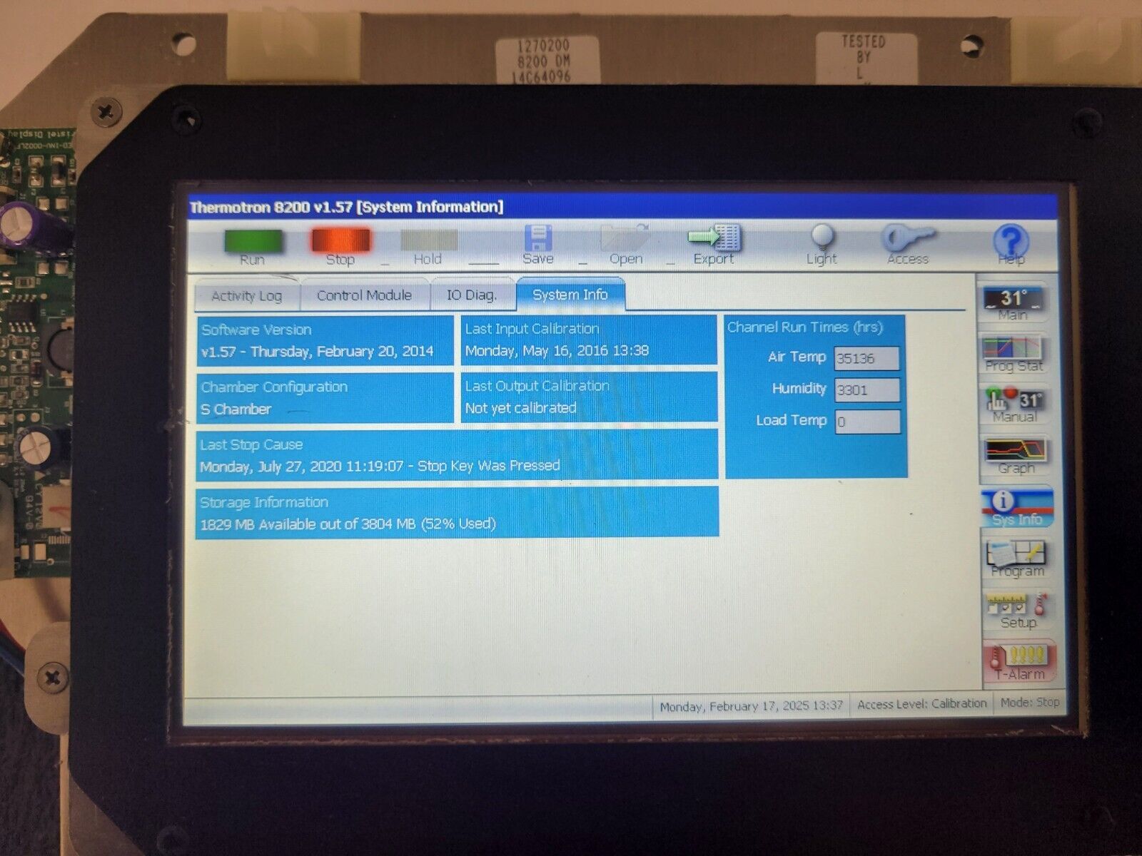 Thermotron 8200 Main Control Board HMI Touchscreen Termperature Chamber Panel