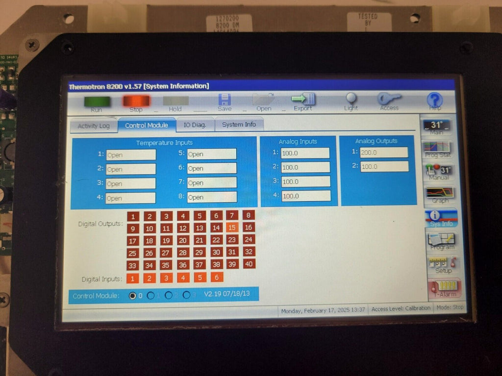 Thermotron 8200 Main Control Board HMI Touchscreen Termperature Chamber Panel